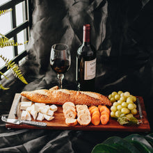 Load image into Gallery viewer, Wooden Rectangular Serving Board with Handles & Cheese Knife 50 × 20 × 5 cm