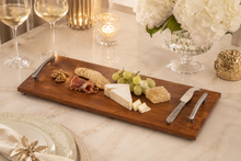 Load image into Gallery viewer, Wooden Rectangular Serving Board with Handles & Cheese Knife 50 × 20 × 5 cm