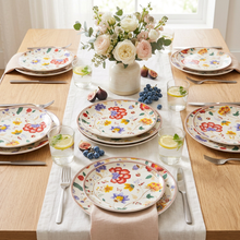 Load image into Gallery viewer, Moon Kimono 18-Piece Floral Porcelain Dinner Set for 6 | Luxury Japanese-Inspired Tableware.