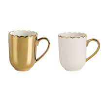 Load image into Gallery viewer, Gold & White Mug Set of 2.