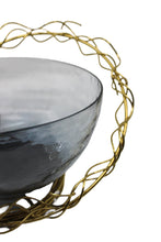 Load image into Gallery viewer, Glass Big Bowl With Iron Wire Stand.
