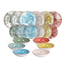 Load image into Gallery viewer, Madison Exotic 18-Piece Tropical Porcelain Dinner Set for 6 | Multicolour Botanical Tableware.