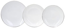 Load image into Gallery viewer, Metropolis 18-Piece White Porcelain Dinner Set with Platinum Rim | Luxury Dinnerware for 6.