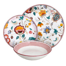Load image into Gallery viewer, Moon Kimono 18-Piece Floral Porcelain Dinner Set for 6 | Luxury Japanese-Inspired Tableware.