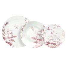 Charger l'image dans la galerie, Moon Vie En Rose 18-Piece Pink Floral Porcelain Dinner Set for 6 | Elegant Romantic Tableware.