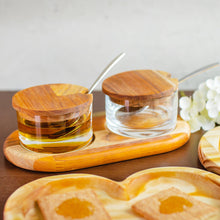 Load image into Gallery viewer, Wooden Support Double Bowl 24x13x8cm.