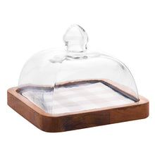 Load image into Gallery viewer, Wooden Cheese Platter with Glass Cover 24x24x15cm.