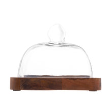 Load image into Gallery viewer, Wooden Cheese Platter with Glass Cover 24x24x15cm.