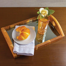 Charger l'image dans la galerie, Teak Wood Mirrored Tray 36x23x7cm.