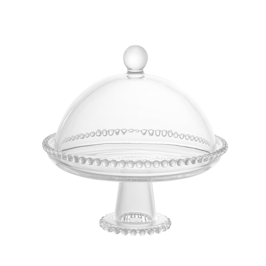 Pearl Crystal Cake Stand with Cover 20x18cm