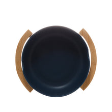 Load image into Gallery viewer, Porcelaine Blue Bowl with Wooden Support  26x22x11cm

