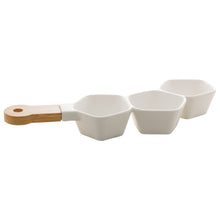 Load image into Gallery viewer, Porcelaine White Appetizer Small attached Bowls 36x15x5cm
