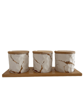 Load image into Gallery viewer, White Porcelaine Canister Set With Gold Design.
