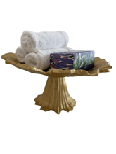 Load image into Gallery viewer, Gold Flower Cake Plate.