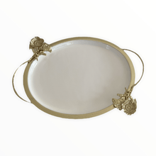 Load image into Gallery viewer, White Tray with Gold Flower Detail
