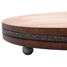 Load image into Gallery viewer, Wooden round table with decorative edge and black leg