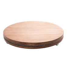 Load image into Gallery viewer, Round wooden board with a dark brown rim