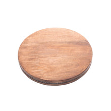 Load image into Gallery viewer, Round wooden cutting board on a white background