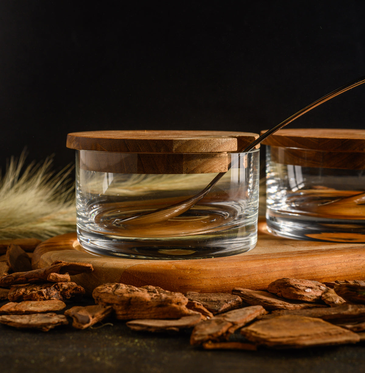 Wooden Support Double Bowl 24x13x8cm – image 2 | House Art