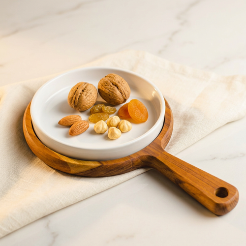 Atelier Wooden Serving Board with Porcelain Dish 28x17x3cm | House Art