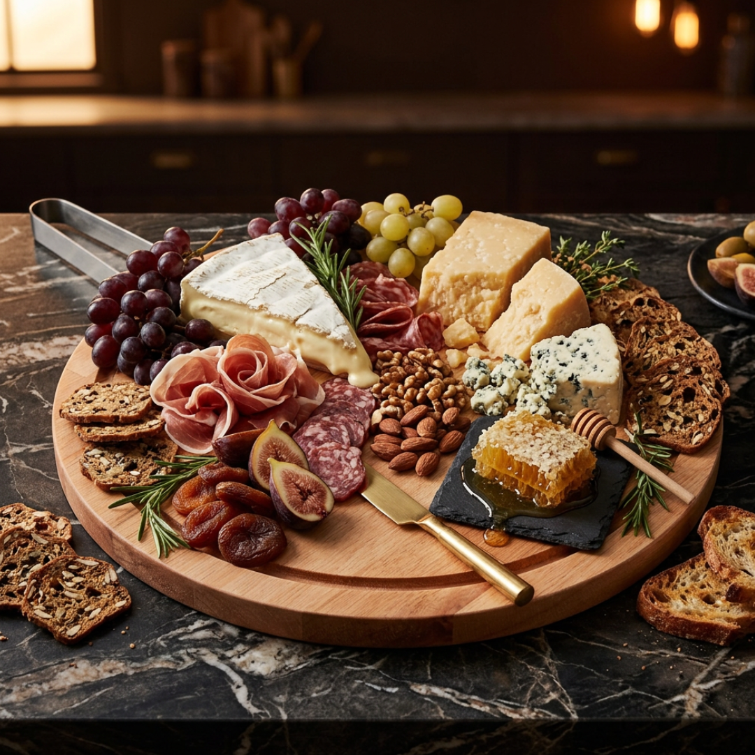 Atelier Wooden Serving Board with Stainless Steel Handle 36x2cm | House Art