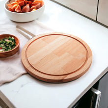 Load image into Gallery viewer, Atelier Wooden Serving Board with Stainless Steel Handle 36x2cm
