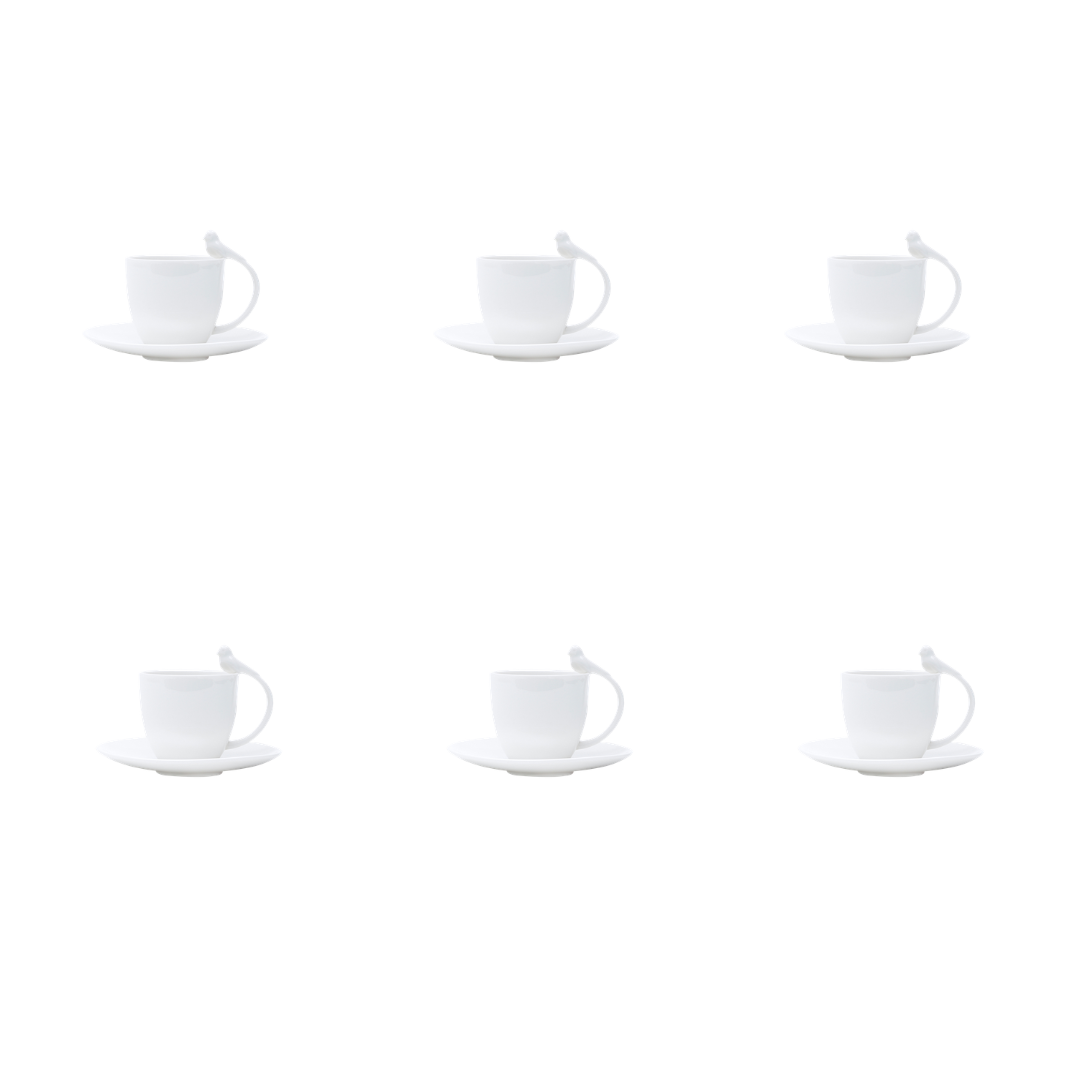 Birds Espresso Cup & Saucer Set – 85ml | Set of 6 – image 5 | House Art
