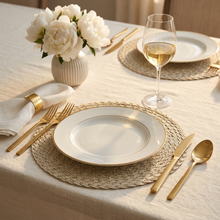 Lade das Bild in den Galerie-Viewer, 4er Set Tischset Polyester Hellgrün/Beige 38cm
