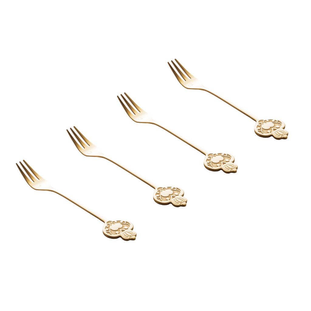 Set of 4 Stainless Steel Golden Key Cake Forks – 13.2 cm – image 2 | House Art