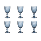 Set of 6 Blue Textured Goblet Glasses – 345 ml – image 9 | House Art