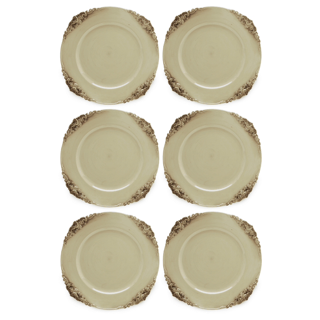 Set of 6 Ornate Cream & Brown Sous-Plats – 33 cm – image 3 | House Art