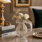 The Flower Vase – Clear & Gold – 13 × 17 cm | House Art