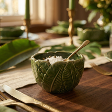Load image into Gallery viewer, Green Ceramic Banana Leaf Bowl – 11 × 11 × 6.5 cm
