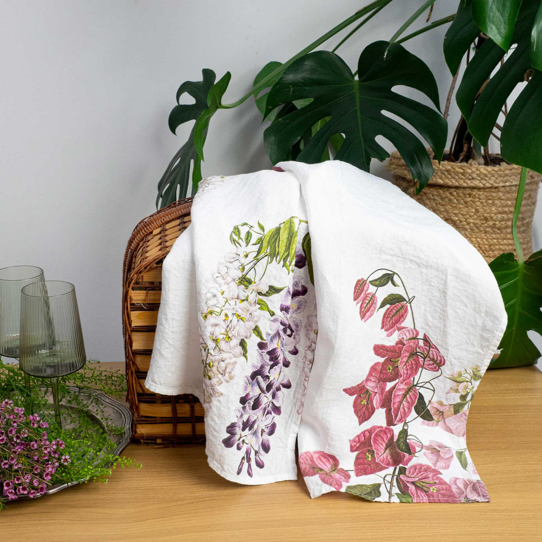 Lot de 2 torchons de cuisine Bougainvilliers et Glycines