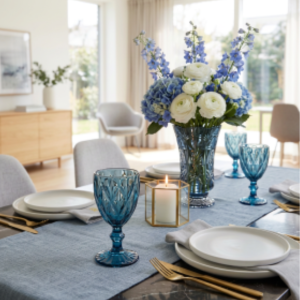 Blue diamond Set of 6 Glasses | House Art