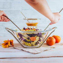 Load image into Gallery viewer, Silver Plated Crystal Salad Bowl Paired with a Sauce Cup and Serving Sets
