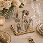 Torcello Golden Steel Cutlery Holder 24X22cm | House Art
