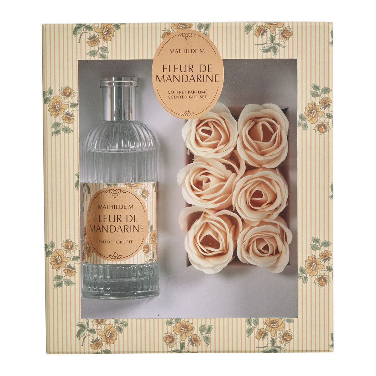 Eau de toilette 100 ml and scented soap roses - Fleur de Mandarine.