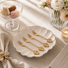 Load image into Gallery viewer, Set of 4 Stainless Steel Golden Key Cake Forks – 13.2 cm
