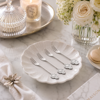Set of 4 Stainless Steel Silver Key Cake Forks – 13.2 cm | House Art