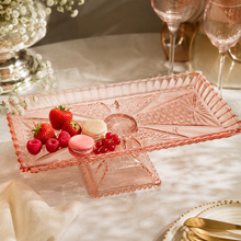 Load image into Gallery viewer, Pink Crystal Elevated Serving Platter – 34 × 17 × 11 cm
