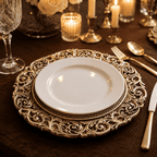 Set of 4 Ornate Cream & Brown Sous-Plats – 36 cm | House Art