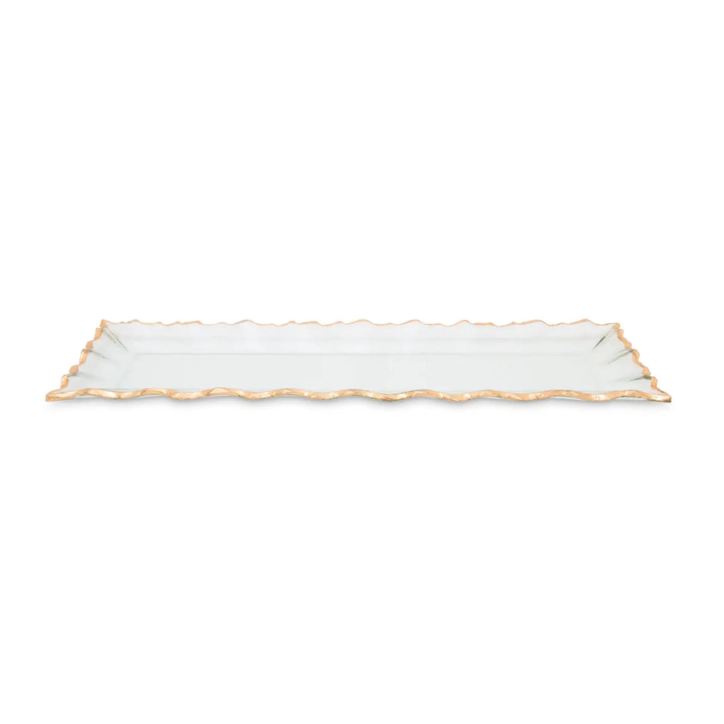 Glass Tray with Gold Edge.