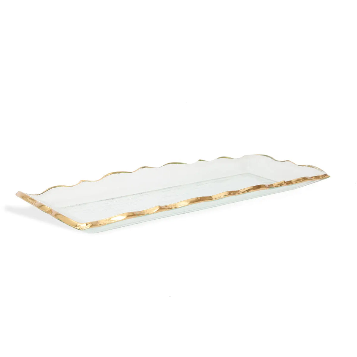 Glass Tray with Gold Edge.