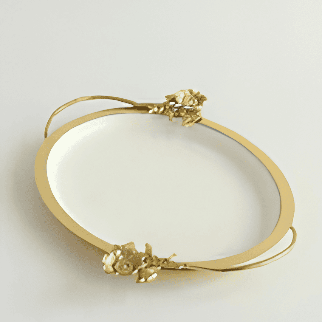 White Tray with Gold Flower Detail – image 2 | House Art