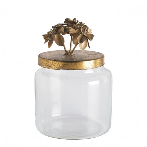 Idylle floral candy box in glass and gold-plated metal - Small model.