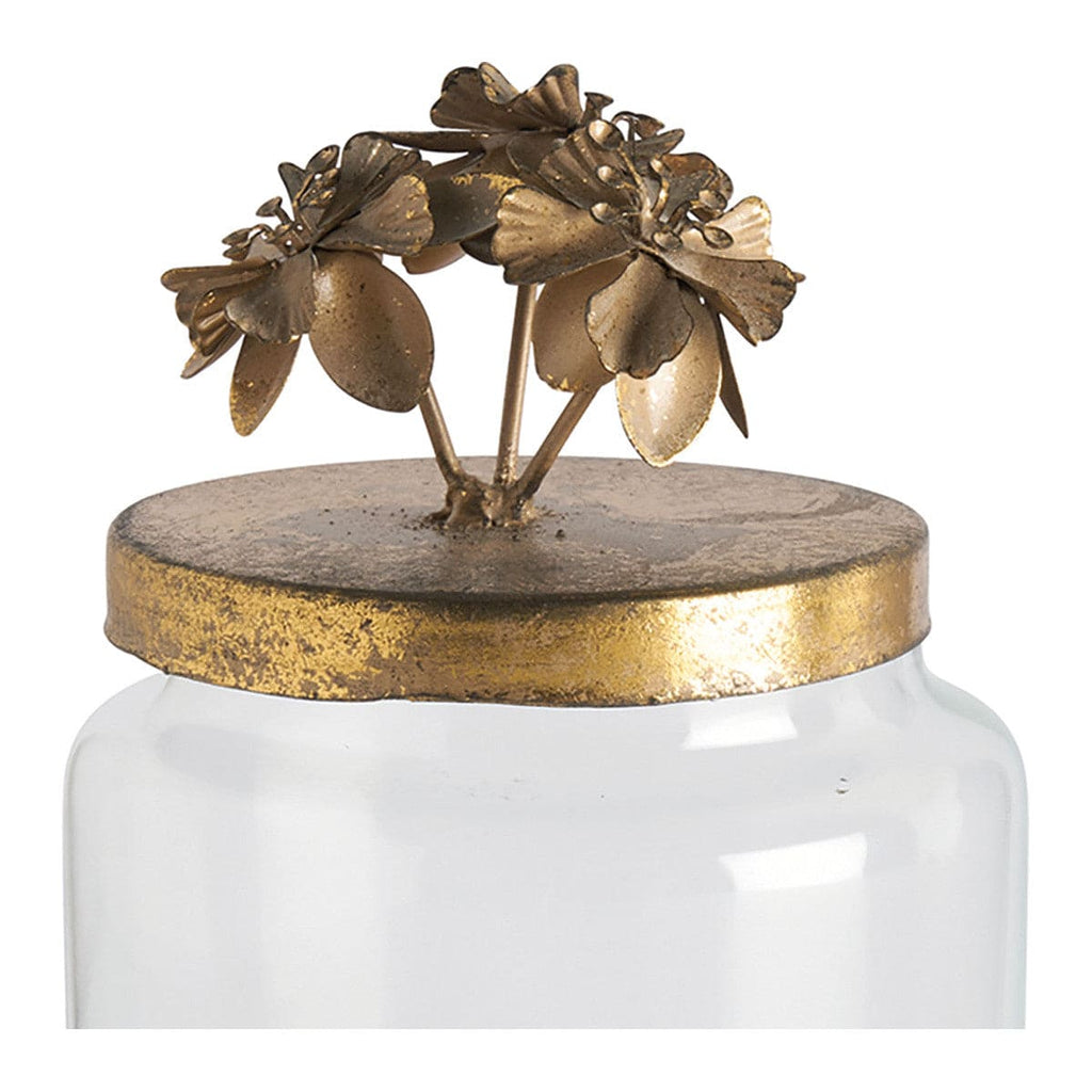 Idylle floral candy box in glass and gold-plated metal - Small model.