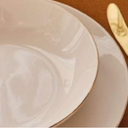 18-Piece White Porcelain Dinner Set with Gold Rim Metropolis | Elegant Tableware for 6.