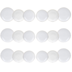 18-Piece White Porcelain Dinner Set with Gold Rim Metropolis | Elegant Tableware for 6.