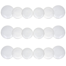 Load image into Gallery viewer, Metropolis 18-Piece White Porcelain Dinner Set with Platinum Rim | Luxury Dinnerware for 6.
